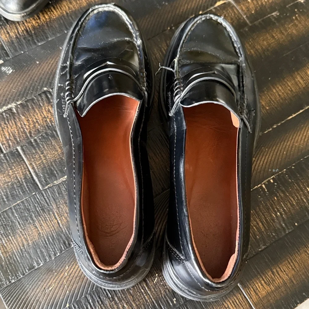 Reformation Agathea Chunky Loafers Black Lug Sole Leather Grunge Minimalist 8.5